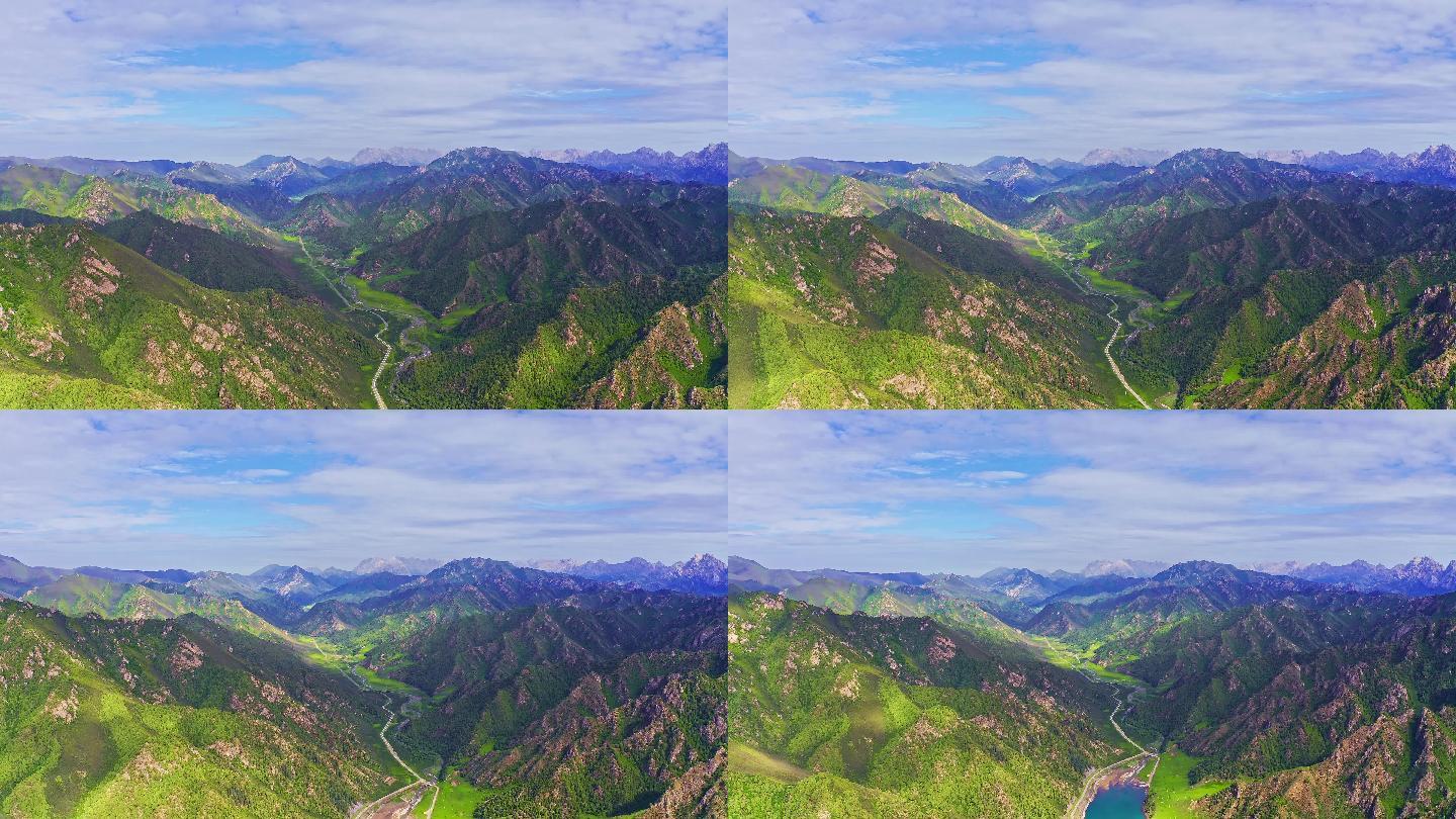 中国大西北甘肃省高山草原自然风景航拍