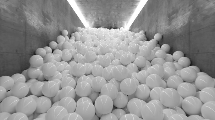 白色球在走廊3D动画中反弹