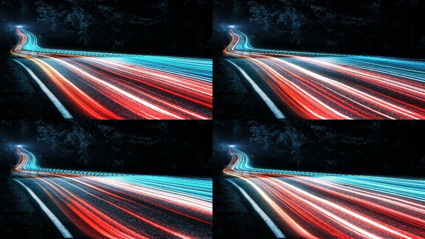 公路抽象速度运动流光粒子唯美飘动光斑