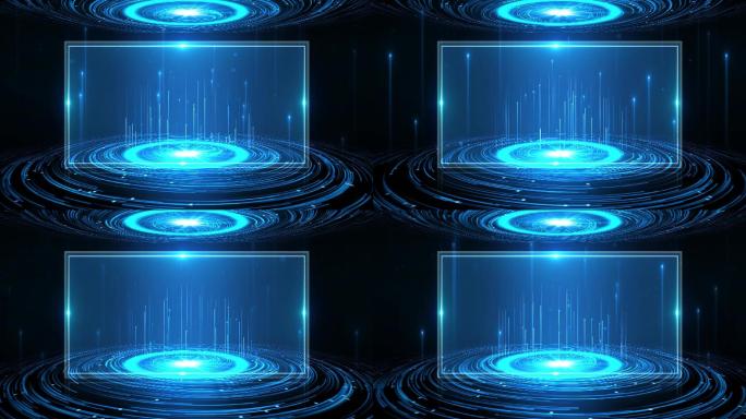 蓝色粒子旋转上升动态科技震撼框框背景