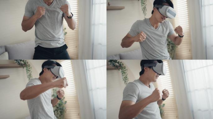 带着VR眼镜玩游戏拳击