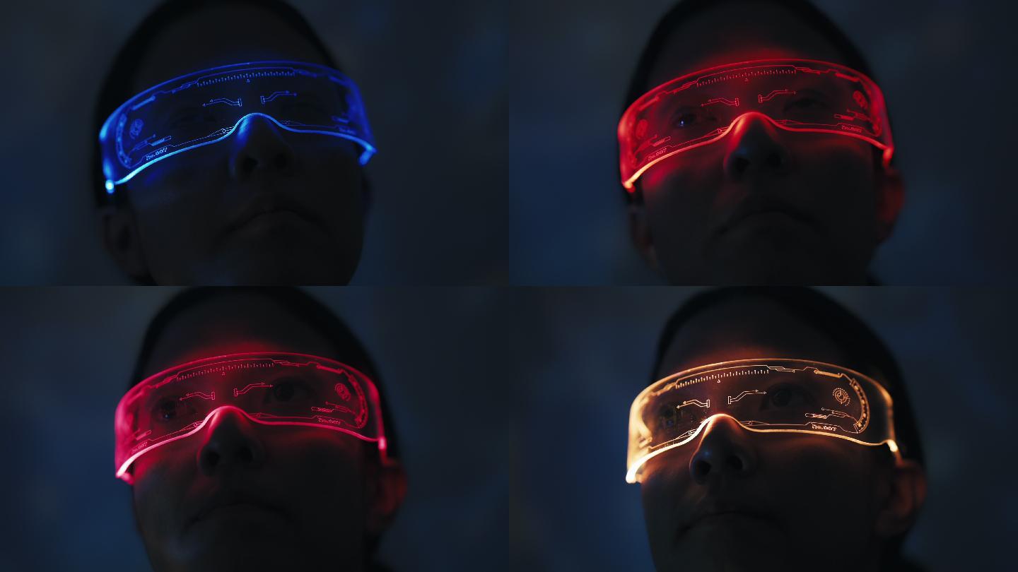 戴着眼镜的人VR眼镜全息投影虚拟现实技术