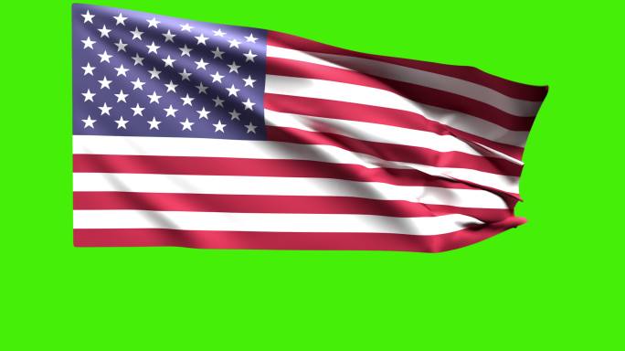 绿幕上的美国人星条旗资本主义国家飘扬