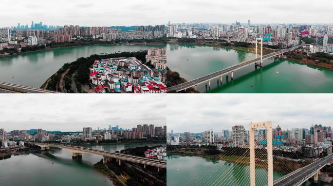 广西南宁白沙大桥城市大景航拍视频素材