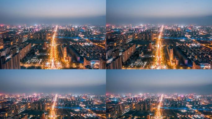 [有版权]4k济宁城市航拍延时夜景