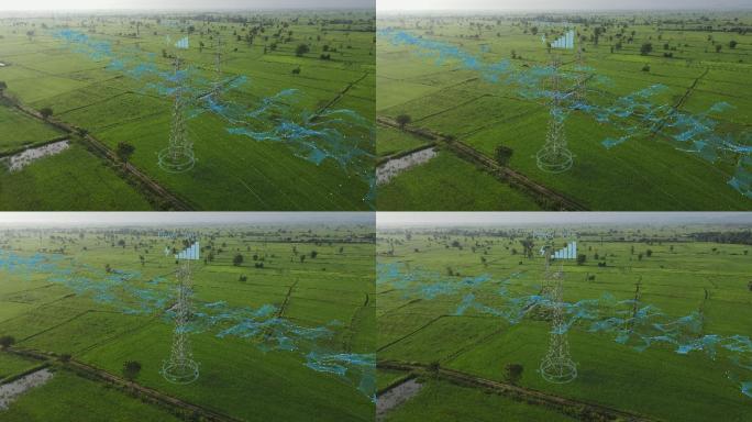 电线塔鸟瞰图元素简约特效视频
