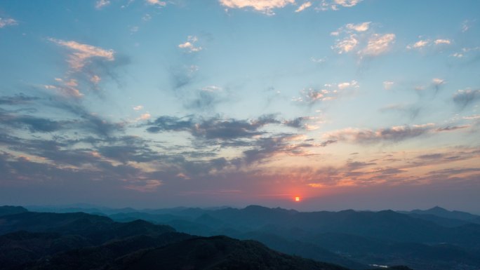 日落延时 山脉 黄昏 夕阳 晚霞