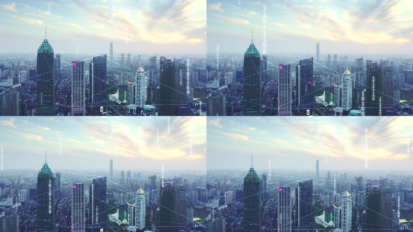 无线网络智慧城市元素简约特效视频