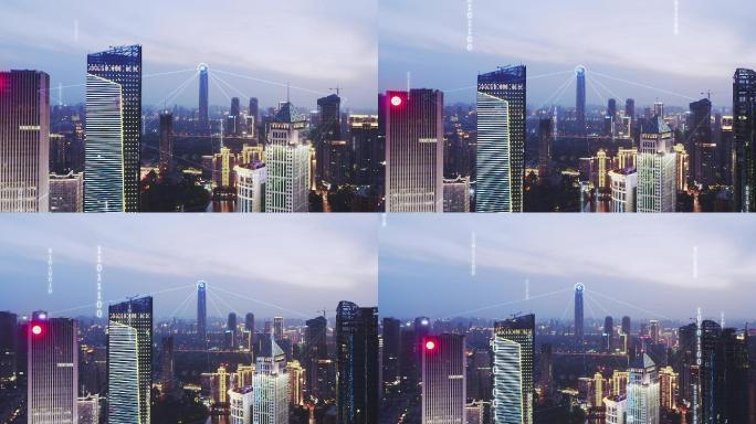 无线网络智慧城市元素简约特效视频