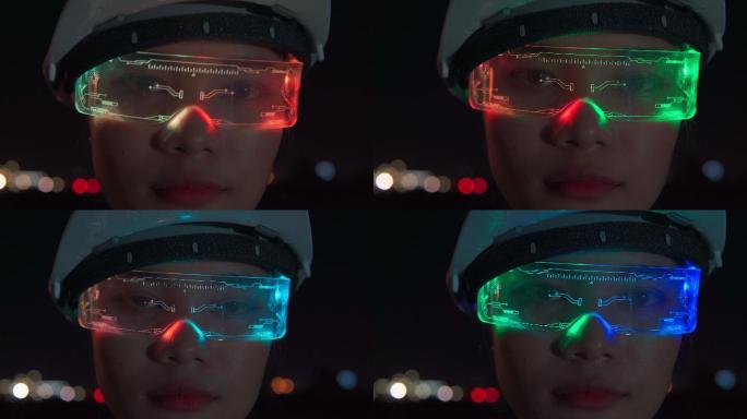 亚洲女工程师VR眼镜虚拟现实5G应用