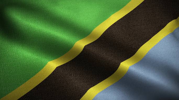 坦桑尼亚国旗场景旗飘扬飞扬