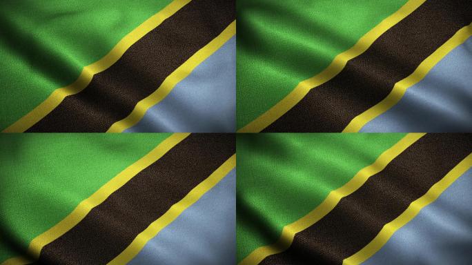 坦桑尼亚国旗场景旗飘扬飞扬