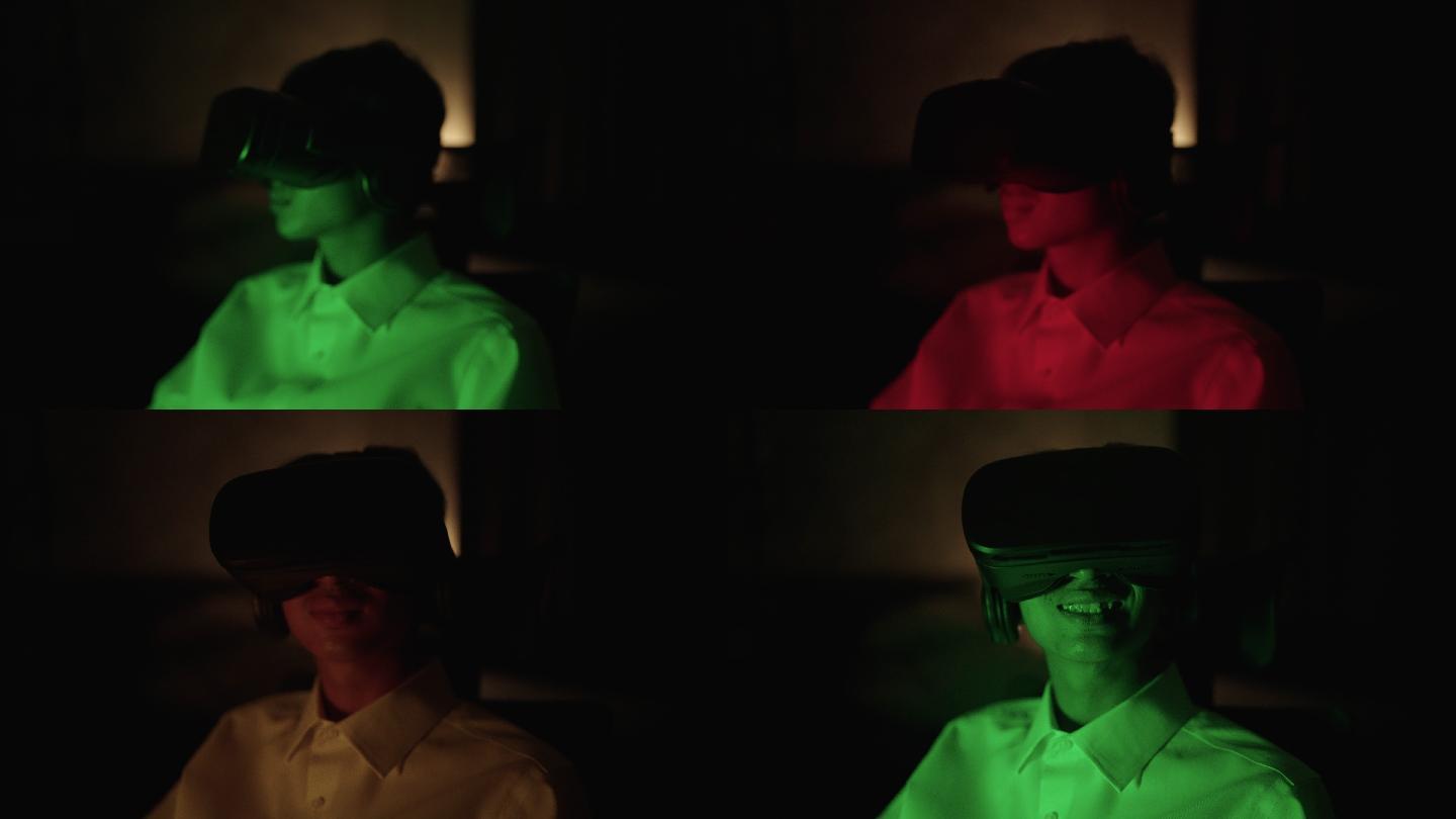 男子戴上VR眼镜体验3D虚拟游戏