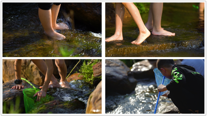 儿童小脚踩水玩水