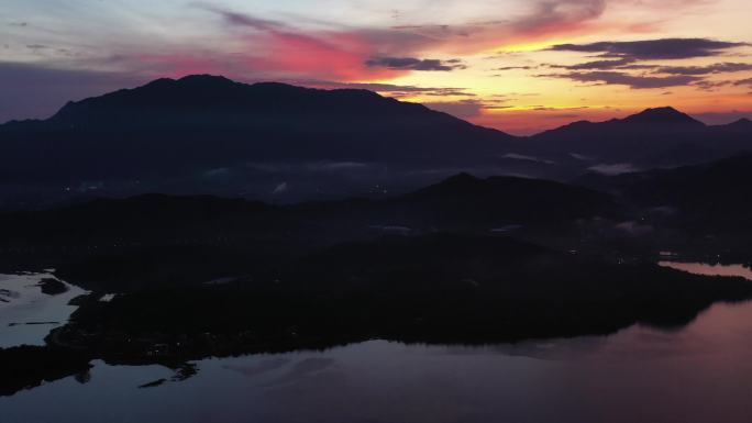 惠州罗浮山_博罗_晚霞_航拍罗浮山-3