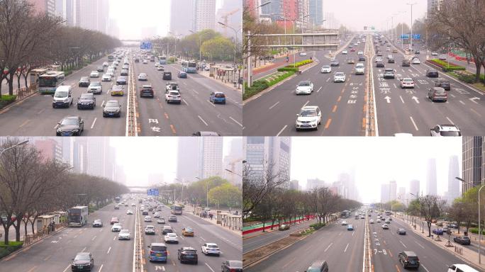 雾霾北京 车流 城市交通
