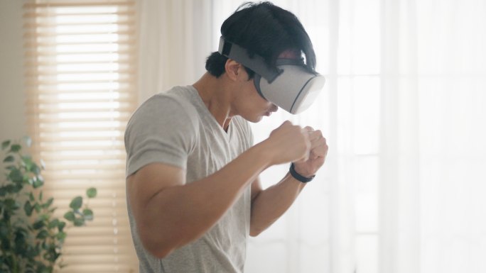 运动型男士使用VR 3D眼镜