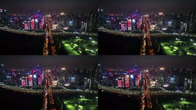 4K正版-航拍深圳南山区高新园建筑群夜景
