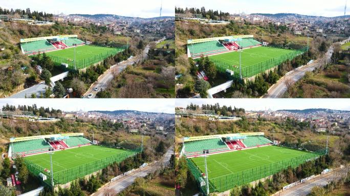 鸟瞰足球场城市经济发展房地产开发城镇化