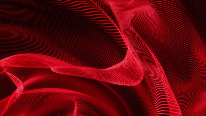 抽象线波浪背景4K素材波纹光波丝绸红布