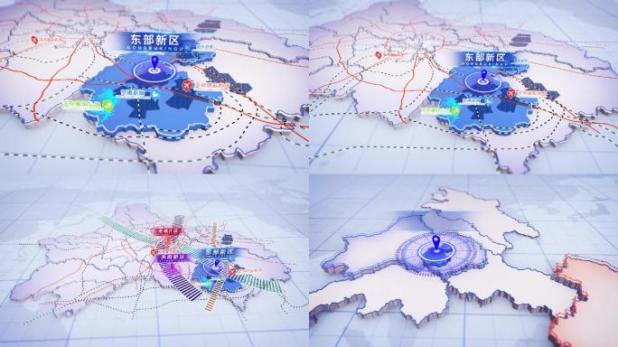 成都3D简约清爽地图规划东部新区规划