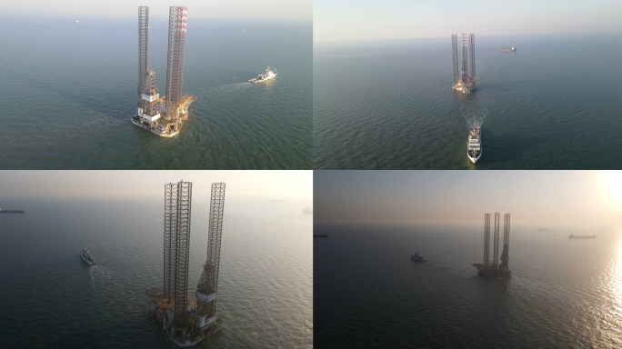 【4K】海上石油钻井平台-海上作业-航拍