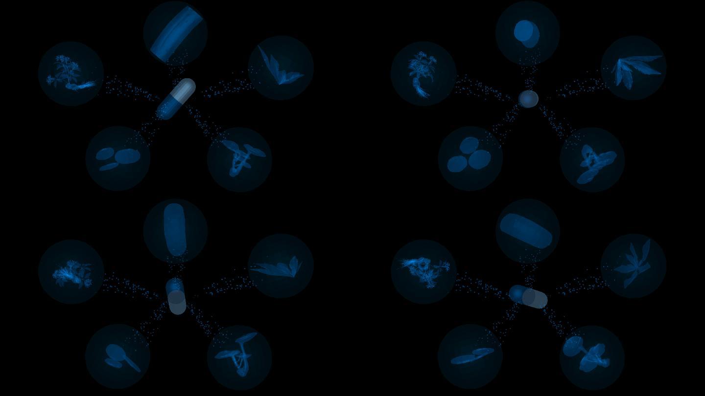 4K光影中药胶囊成分动画通道循环