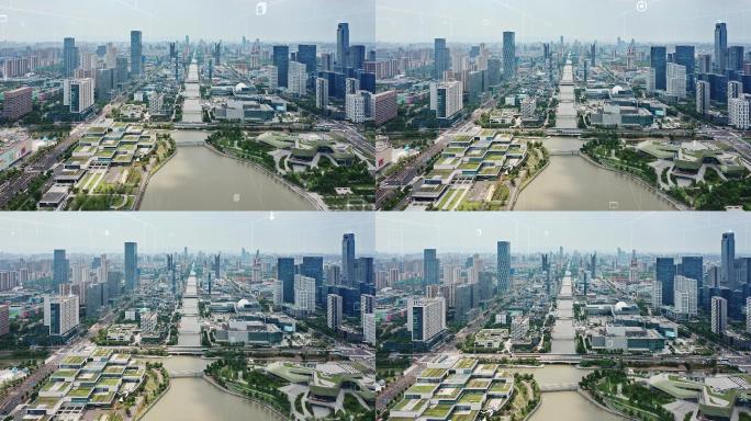 物联网智慧城市智慧化城市实景结合线条物联