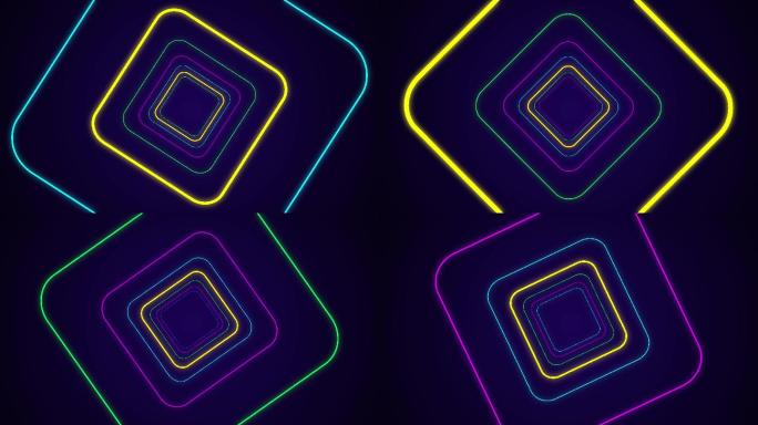抽象方形隧道动画视频素材