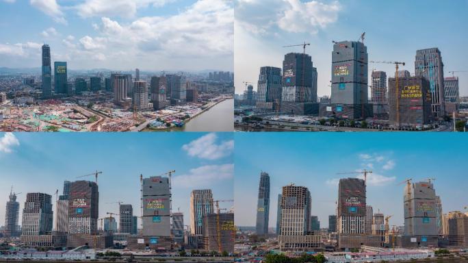 2022年原创航拍广州金融城城市建设延时