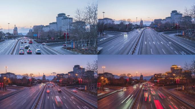 北京复兴路新兴桥城乡购物中心夜景延时