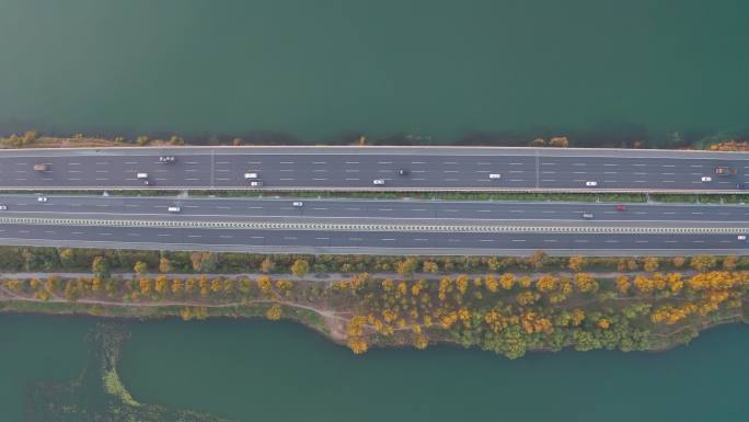 辽宁沈阳丁香湖水上公路大气航拍