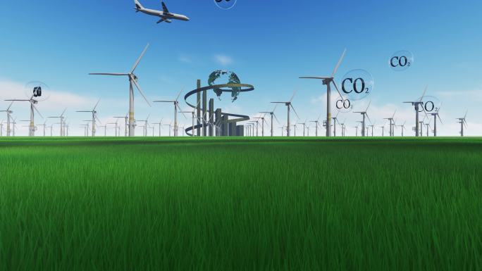 4K碳中和飞机风力发电环保