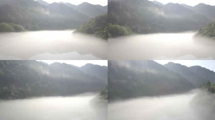 雾漫小东江湖航拍