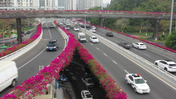 4K原素材-航拍厦门城市道路交通