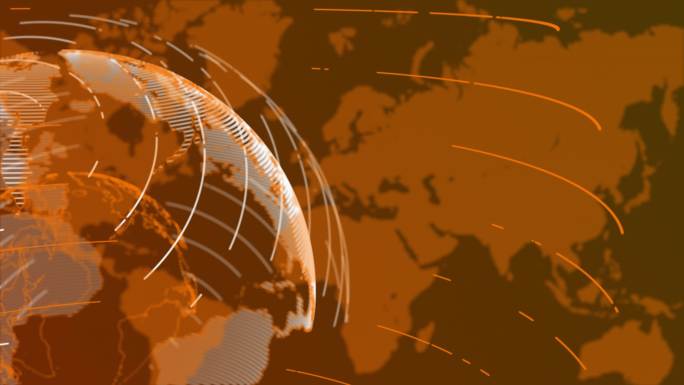 橙色地球背景互联网网络数据5G信号传输