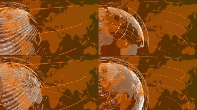 橙色地球背景互联网网络数据5G信号传输