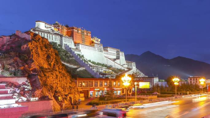 拉萨布达拉宫夜景延时