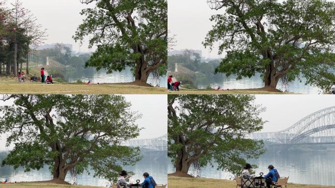 新冠疫情下市民在邕江滨江公园休闲生活情景