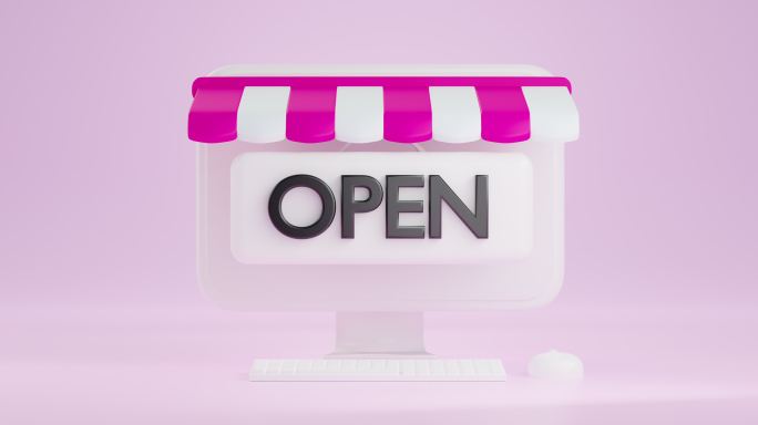 商店模型开业标志3D栏目可爱