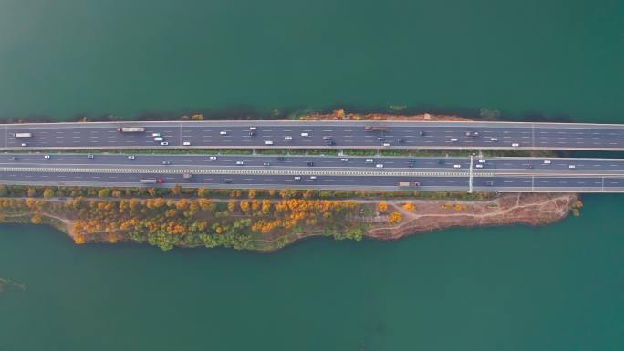 辽宁沈阳丁香湖水上公路大气航拍