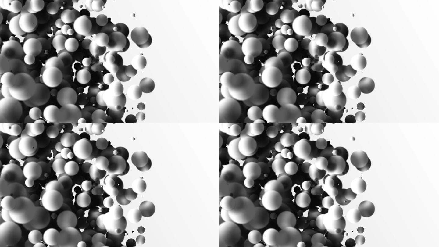 抽象黑白圆形动画病毒细胞分裂球体浮动孵化