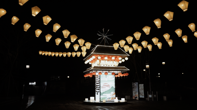 重庆磁器口夜景灯光氛围