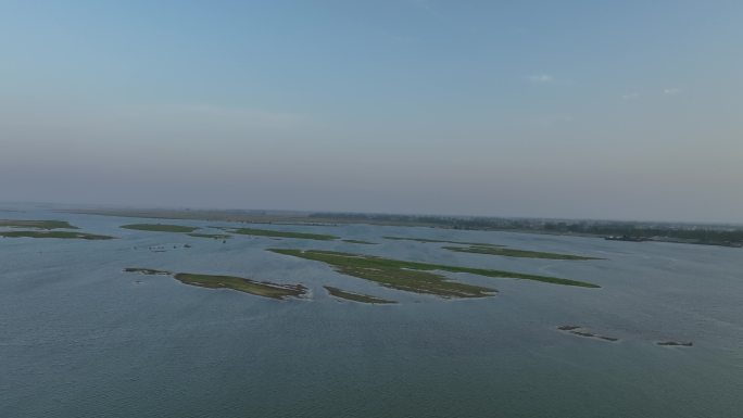 航拍襄阳宜城万洋洲国家湿地公园自然风光