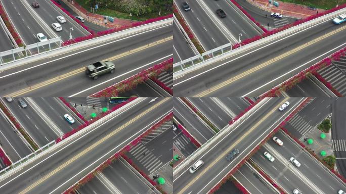 4K原素材-航拍厦门城市道路交通