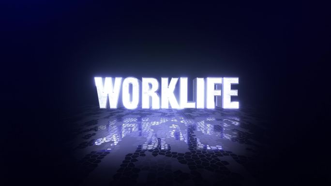 3D文本动画上班族worklife英文字