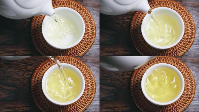 一杯清茶-倒茶茶水茶杯特写