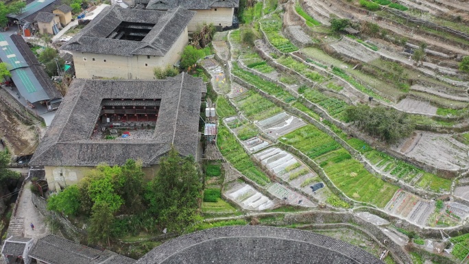 4K原素材-航拍福建云水谣古镇，怀远楼