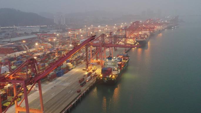 4K原素材-航拍厦门海天码头，福建自贸区