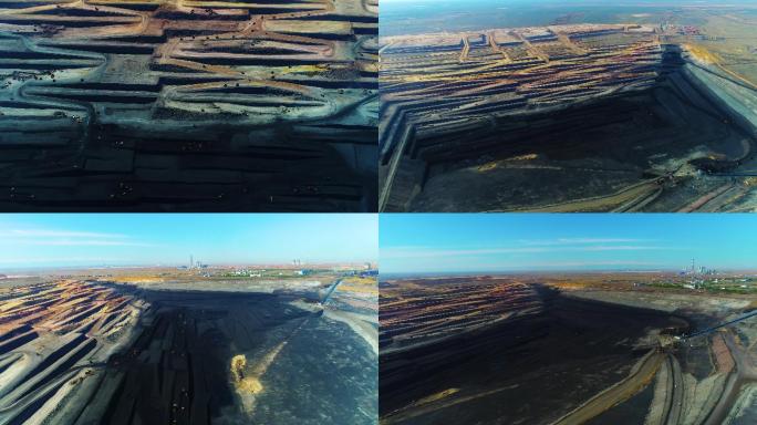 新疆准东煤田 露天矿场 煤炭开采 航拍